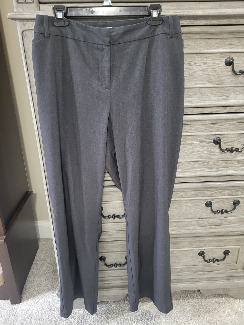 Liz Claiborne Charcoal Straight-Leg Trousers. Blazer Also Available.